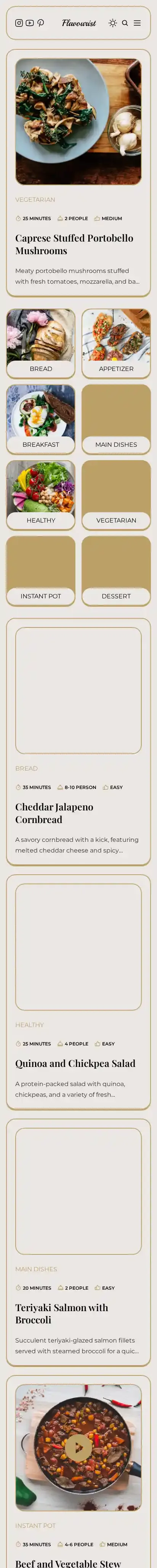 Flavourist home page on mobile