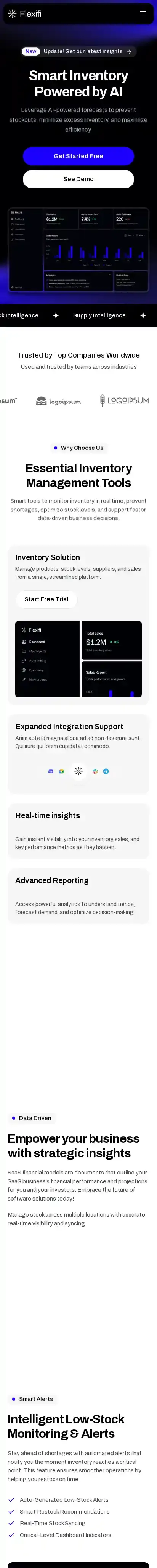 Flexifi home page on mobile
