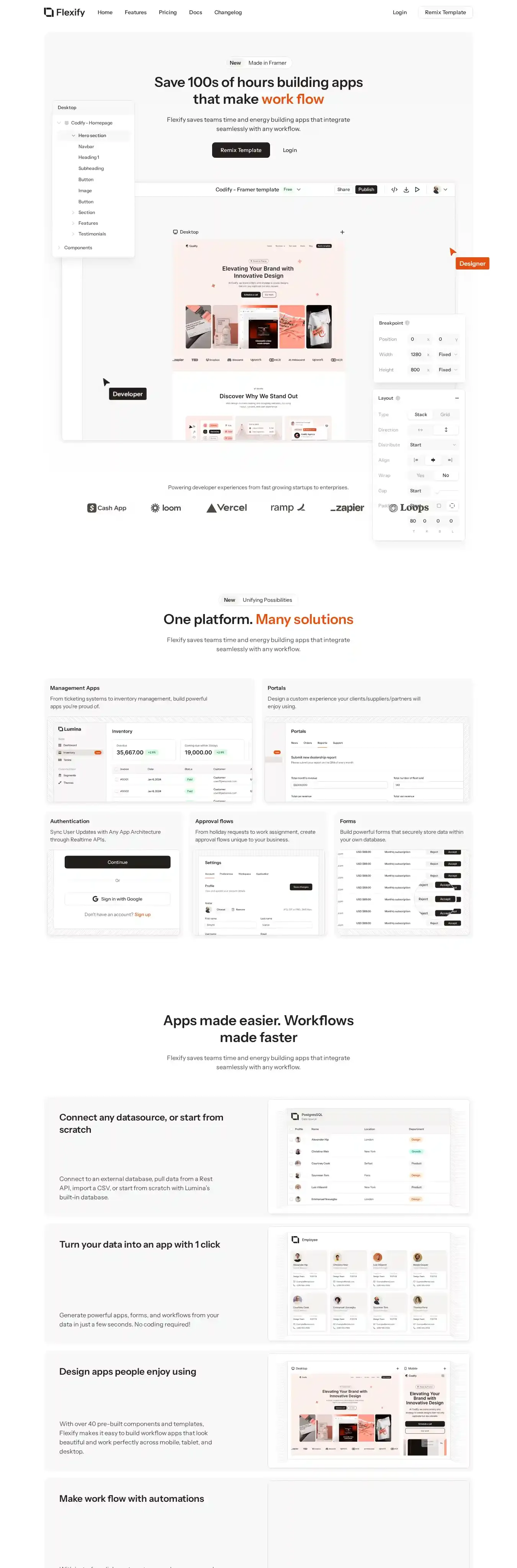 Flexify home page on desktop