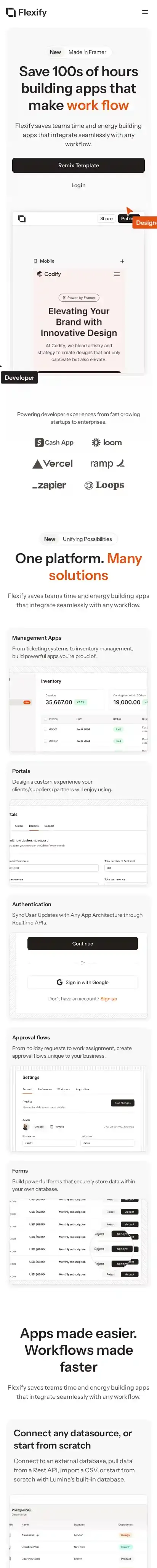 Flexify home page on mobile
