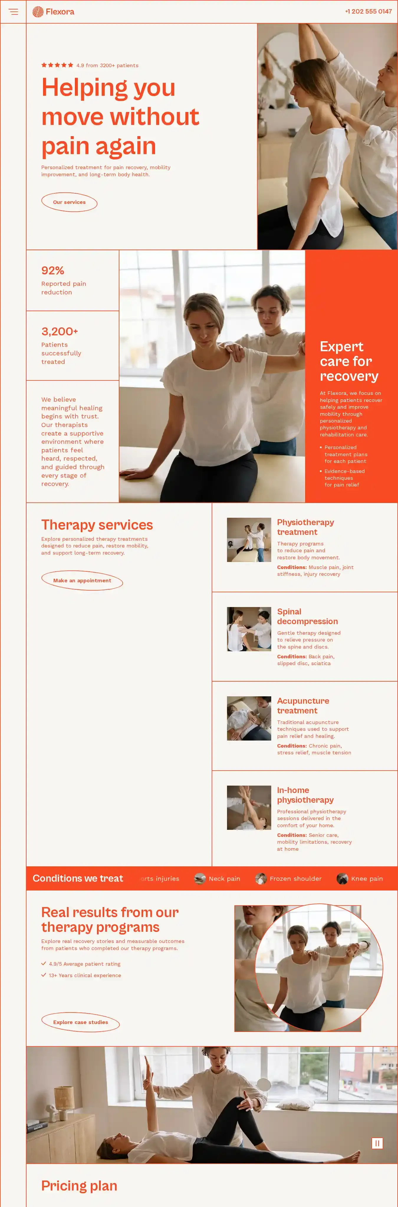 Flexora home page on desktop