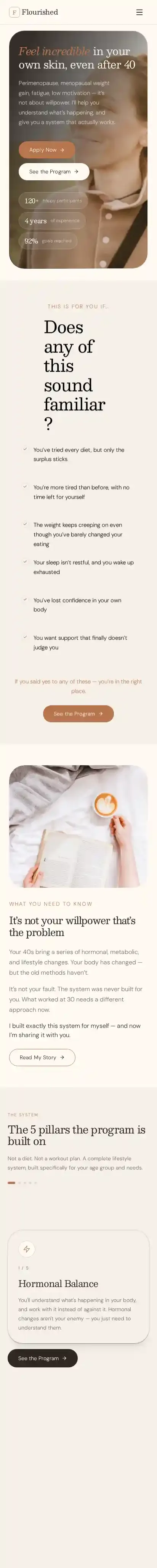 Flourished home page on mobile