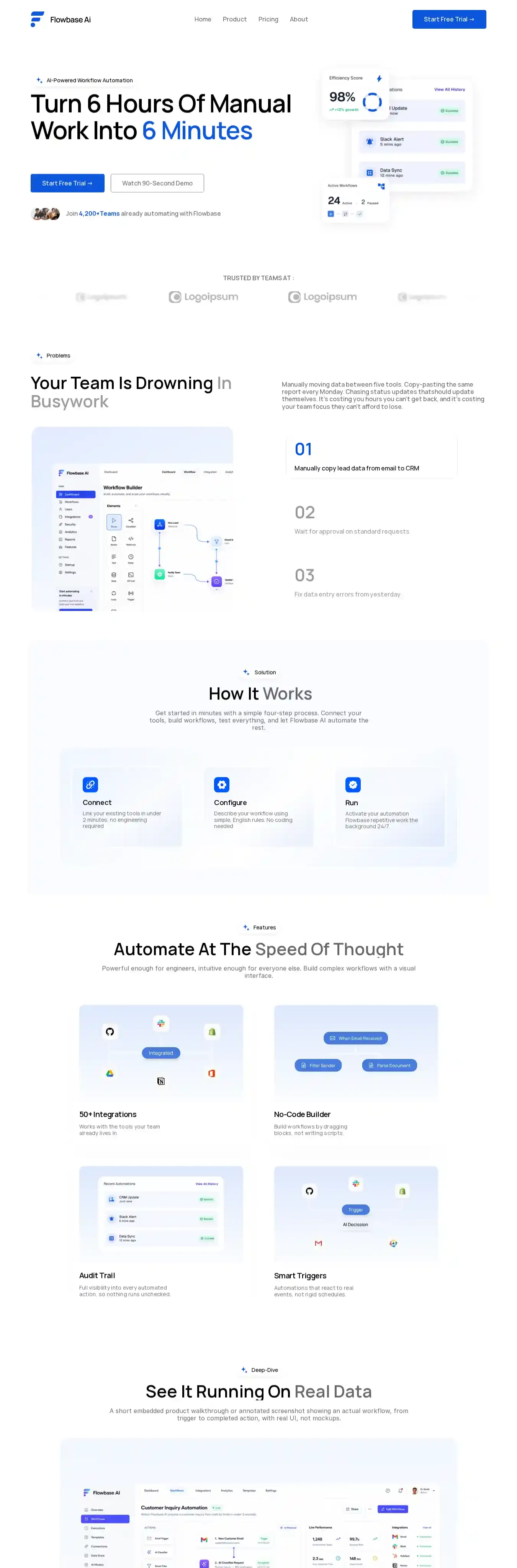 FlowBase home page on desktop