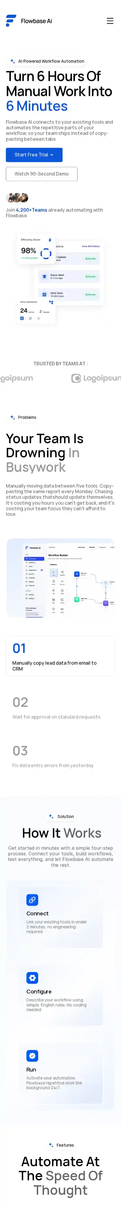 FlowBase home page on mobile