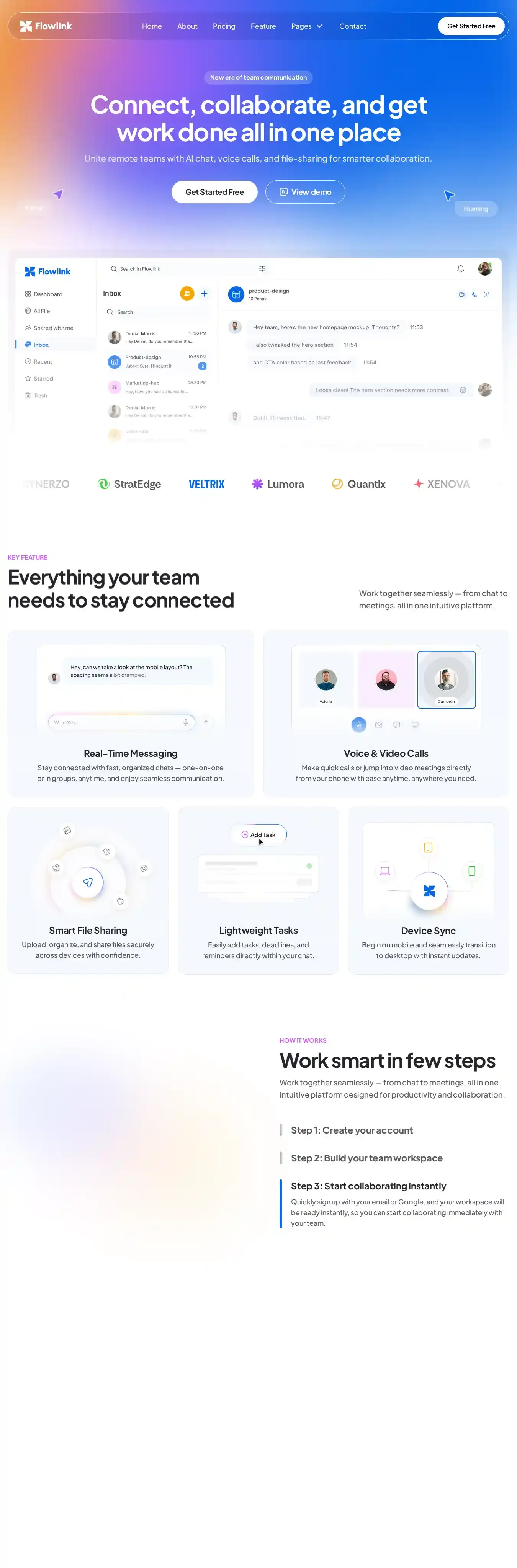 Flowlink home page on desktop