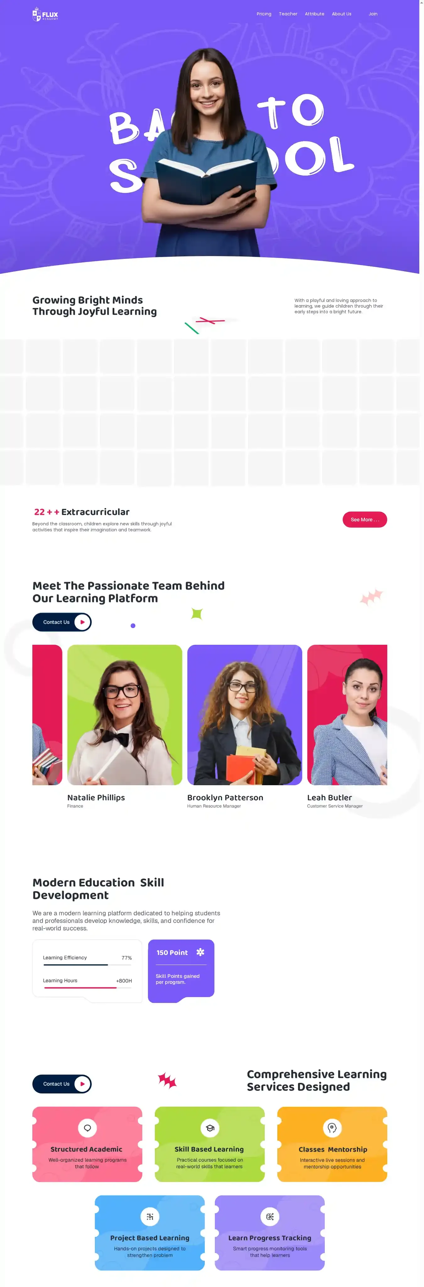 Flux Academy home page on desktop