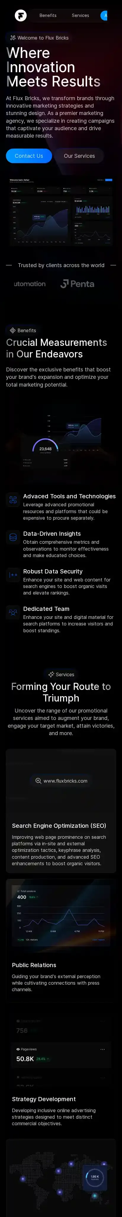 Fluxbricks home page on mobile