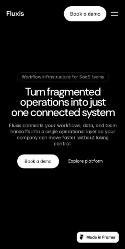 Fluxiss home page on mobile