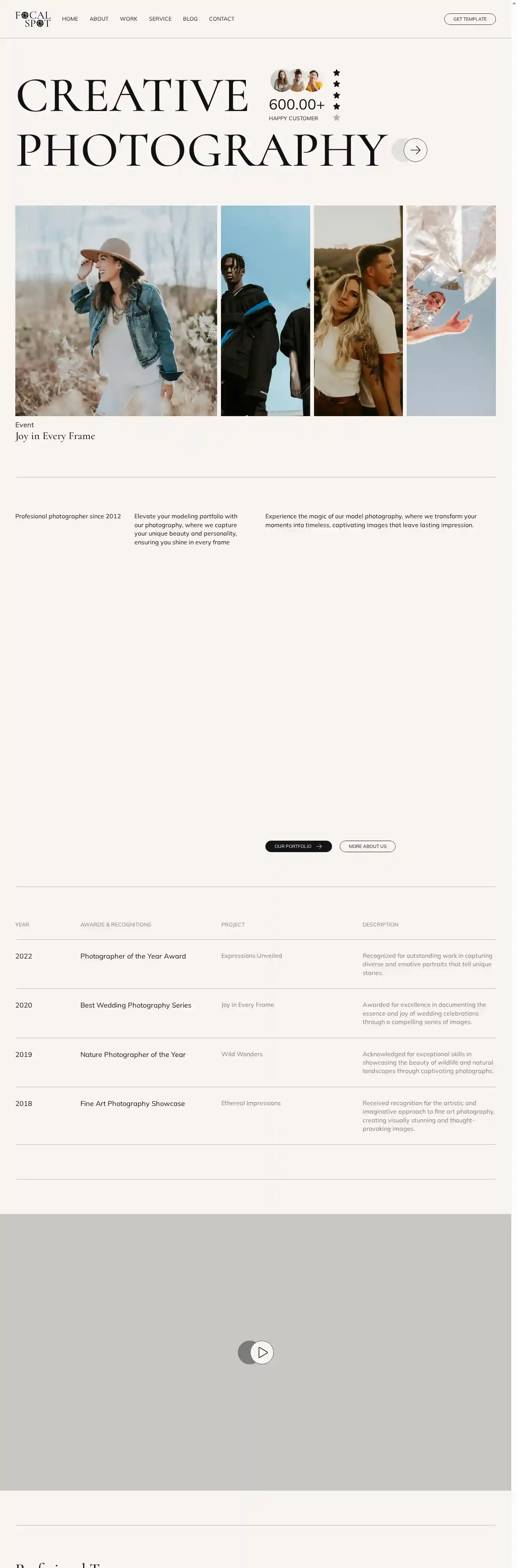 FocalSpot home page on desktop
