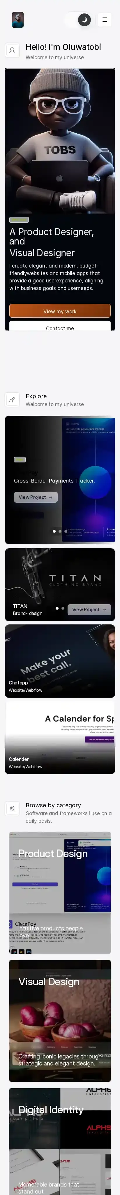 Folioapp home page on mobile