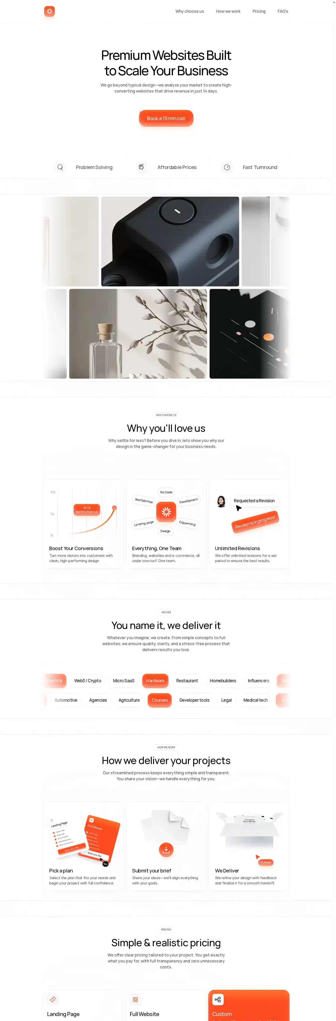 Foliora home page on desktop