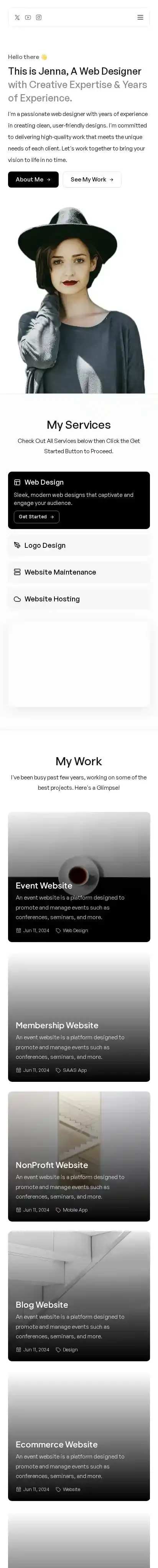 Folioz home page on mobile