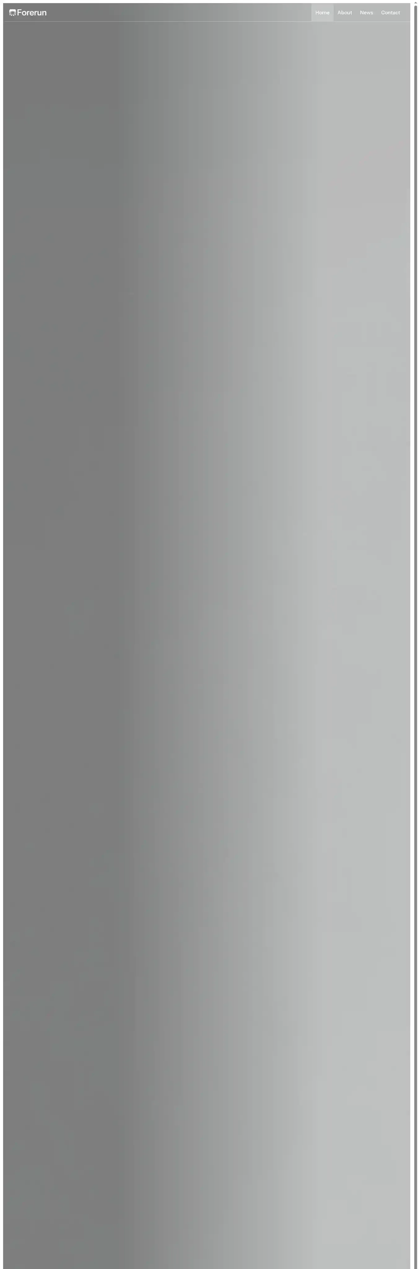 Forerune X home page on desktop