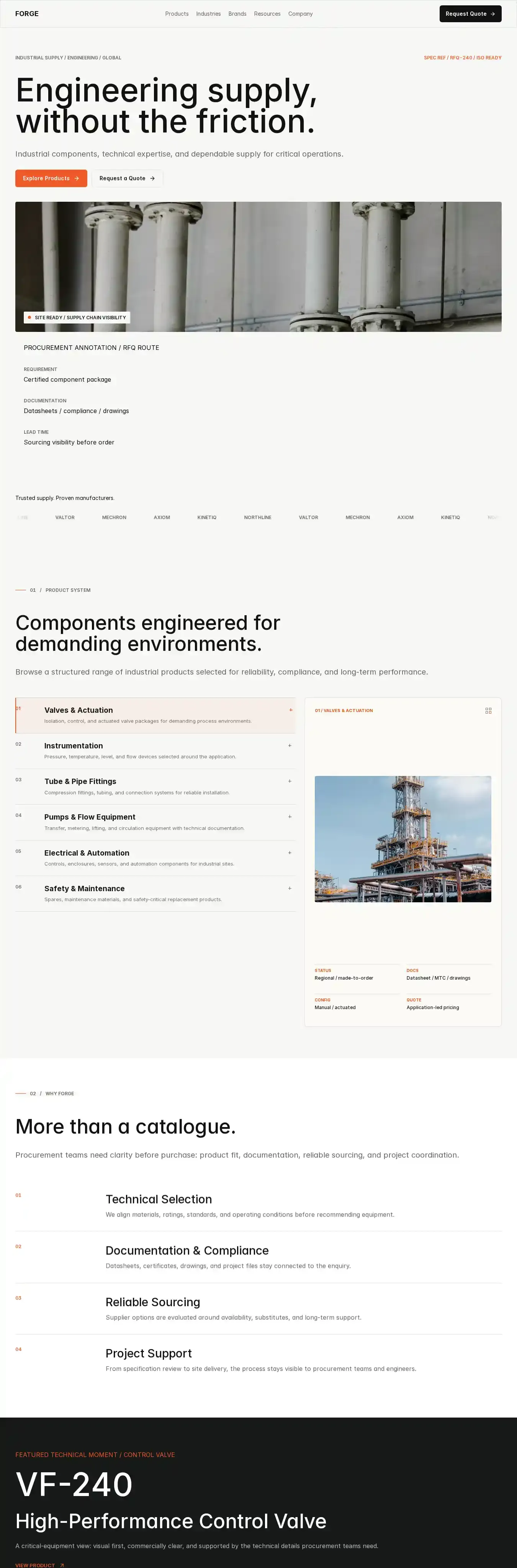 FORGE Industries home page on desktop