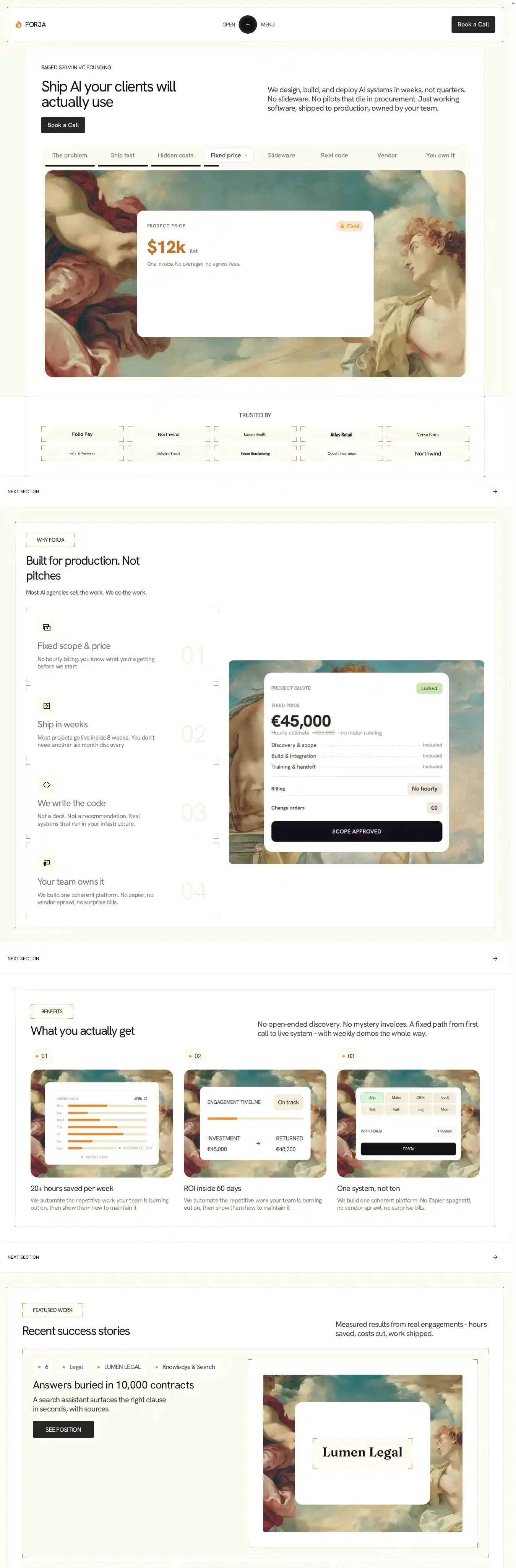 Forja home page on desktop