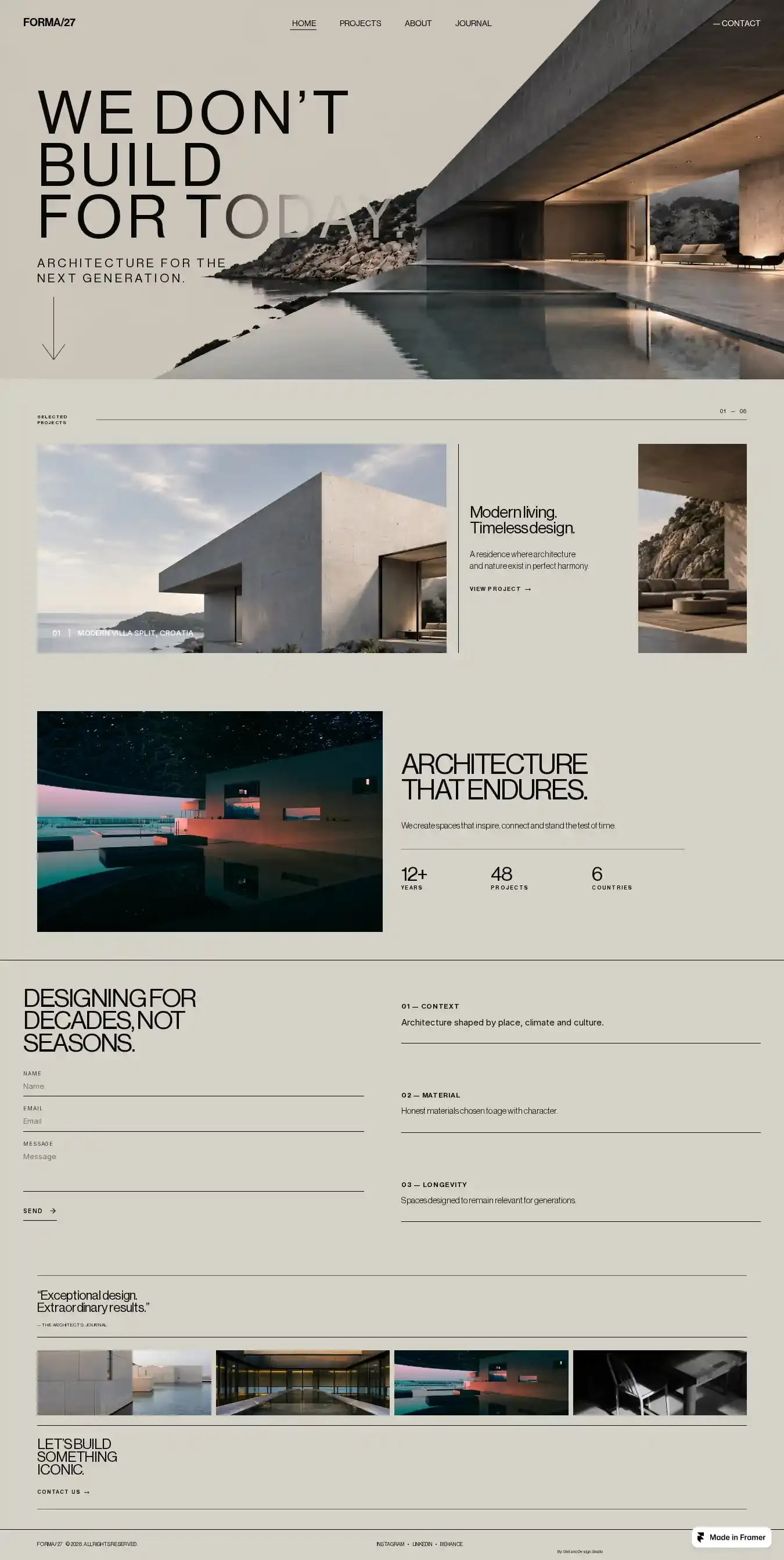 Forma/27 home page on desktop