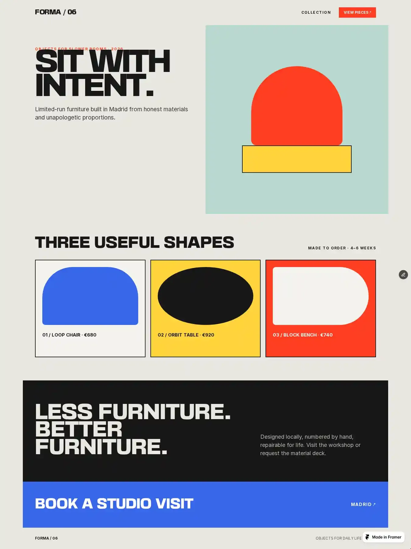 Forma Objects home page on desktop