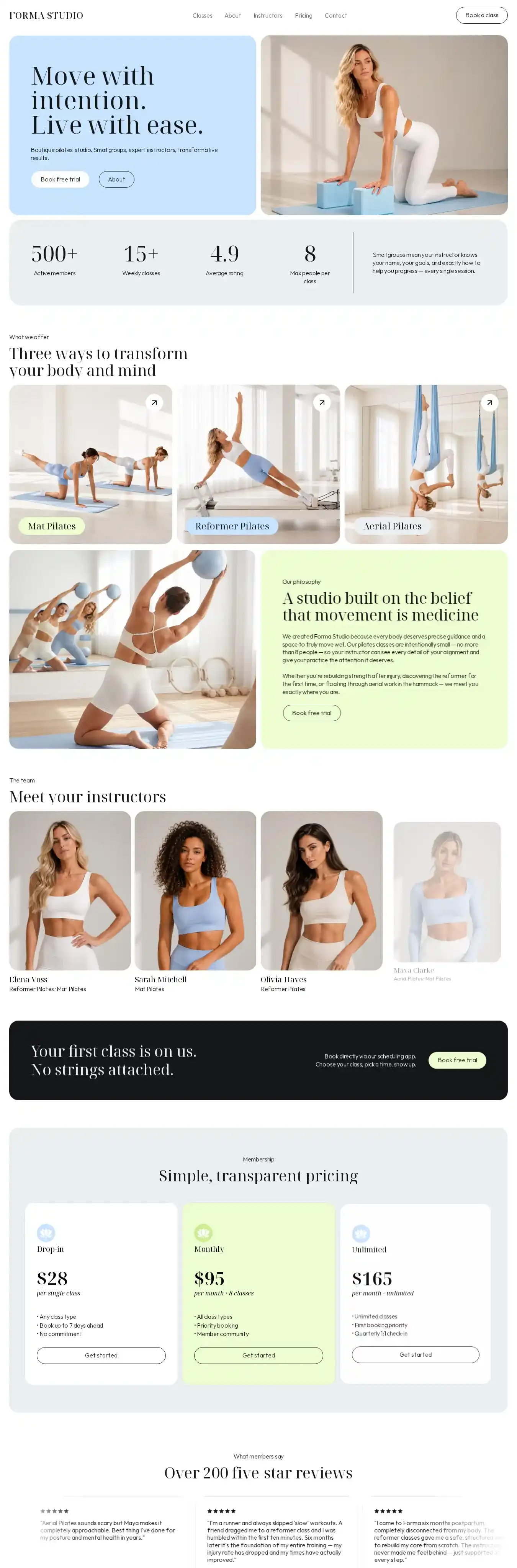 Forma Wellness home page on desktop