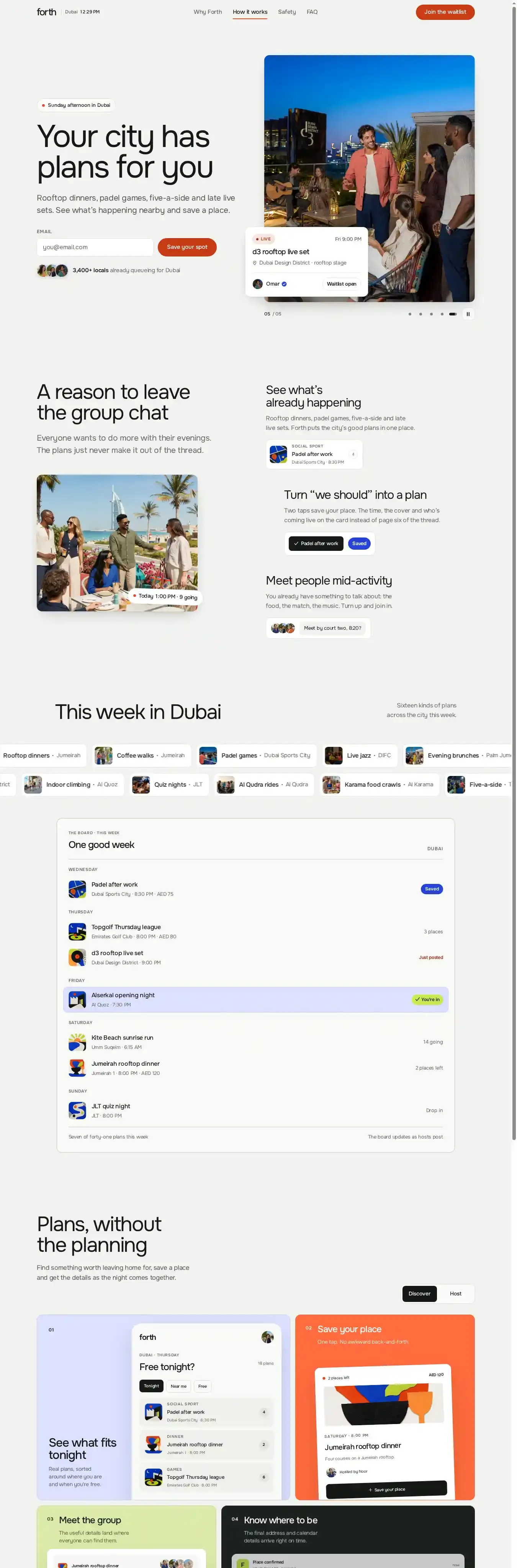 Forth home page on desktop