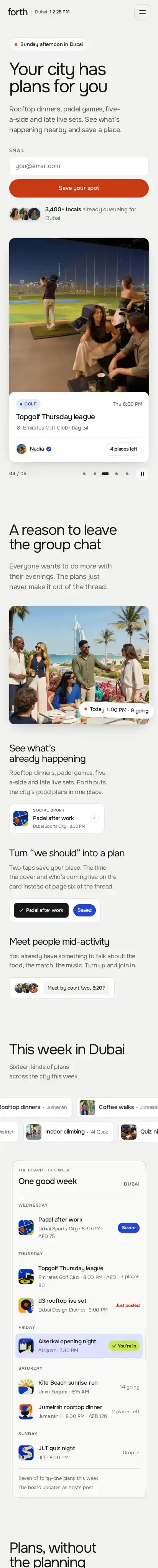 Forth home page on mobile