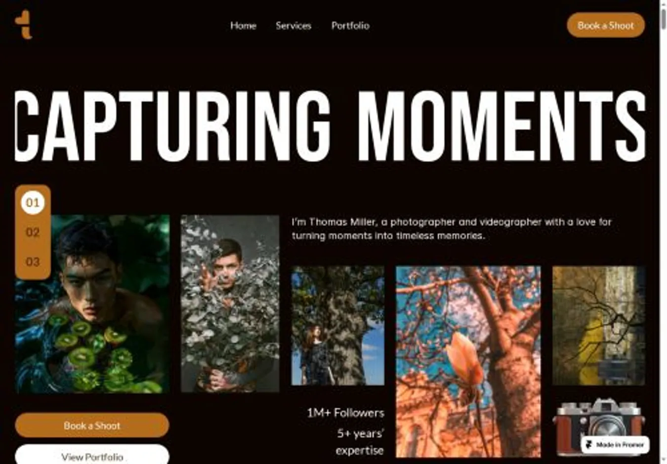 Framea home page on desktop