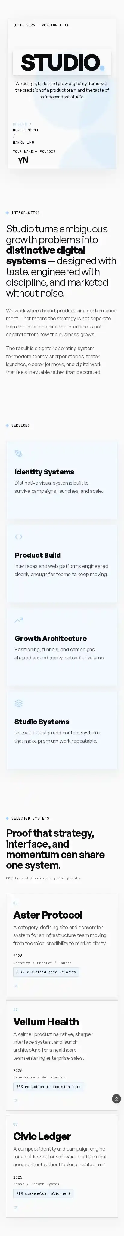 Framed Studio home page on mobile