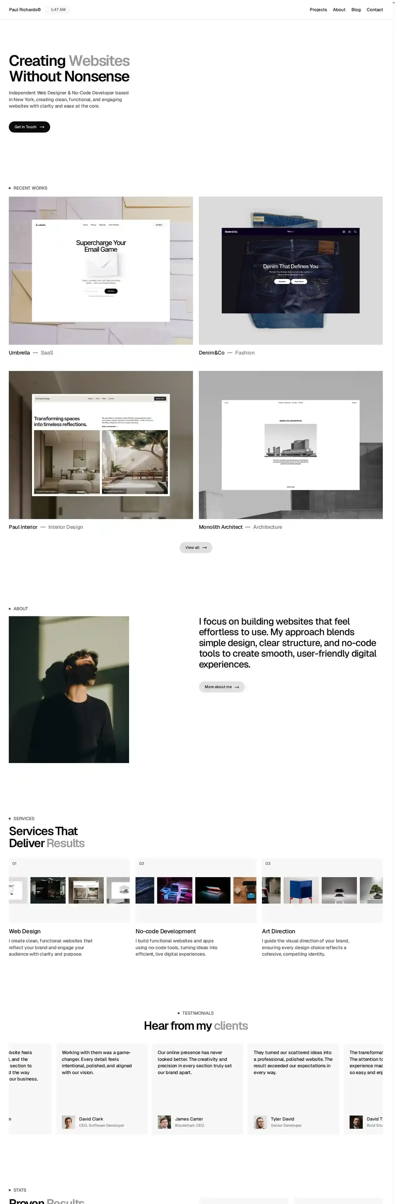 Framewell home page on desktop
