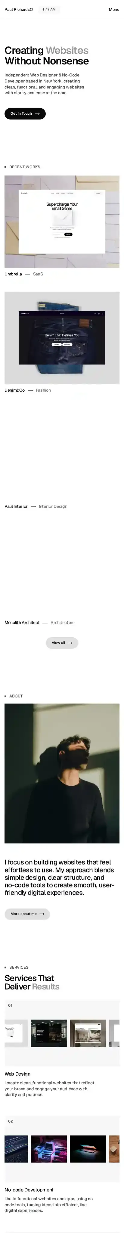 Framewell home page on mobile