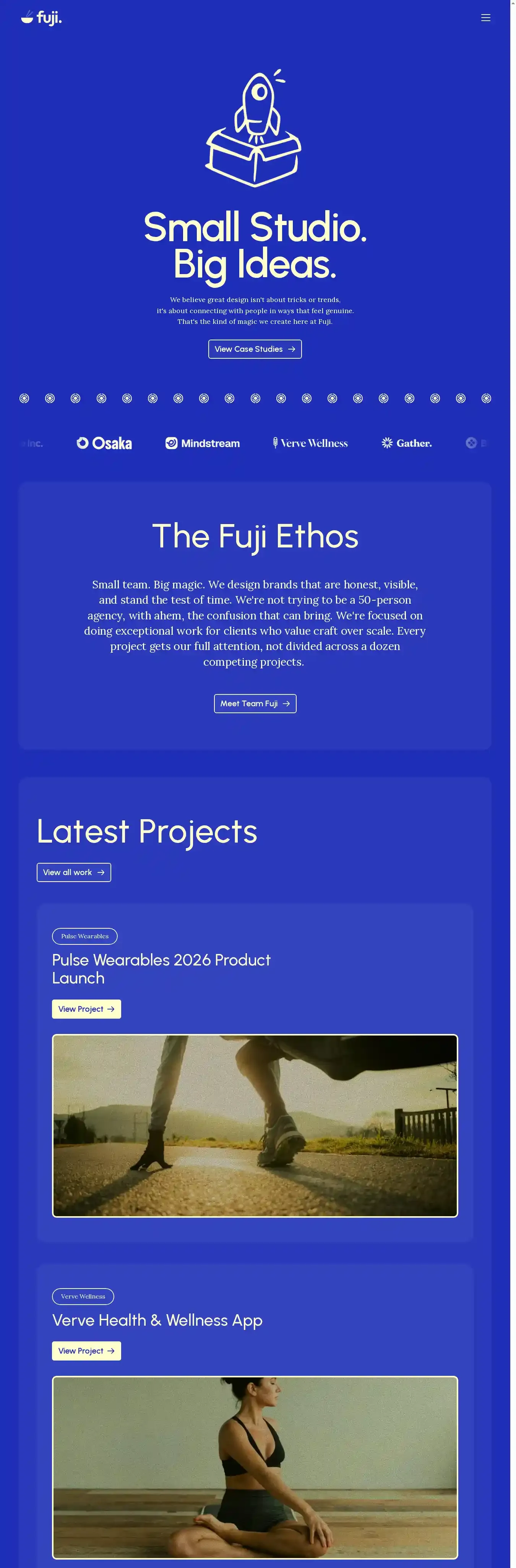 Fuji home page on desktop