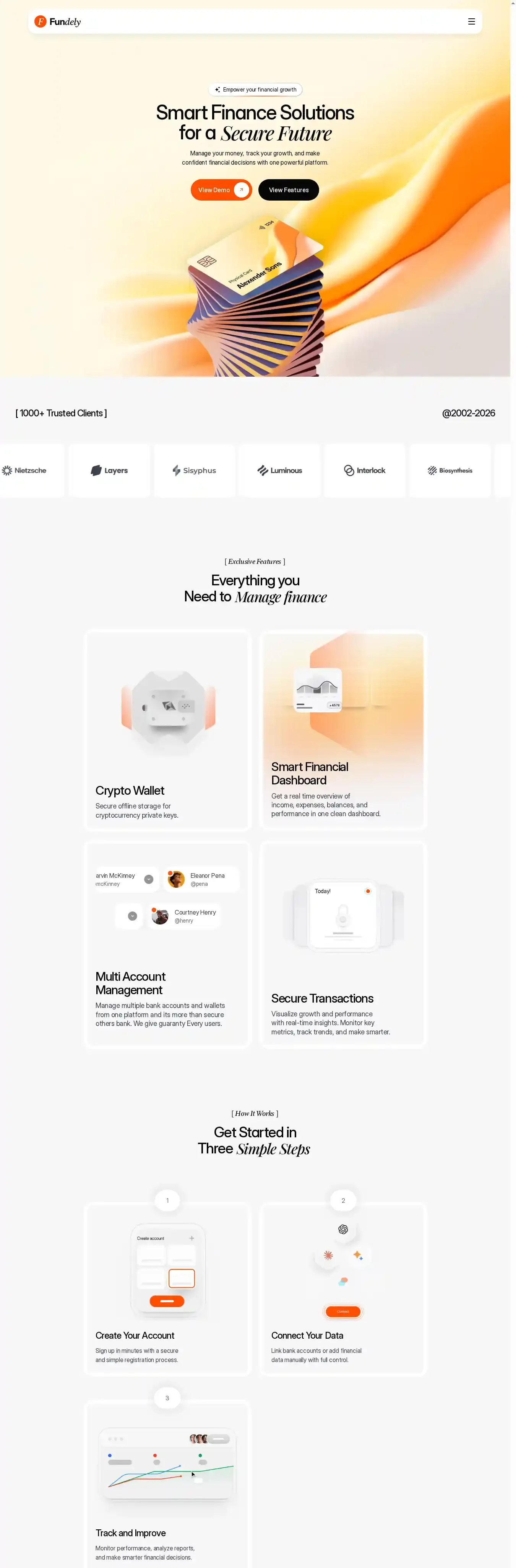Fundely home page on desktop