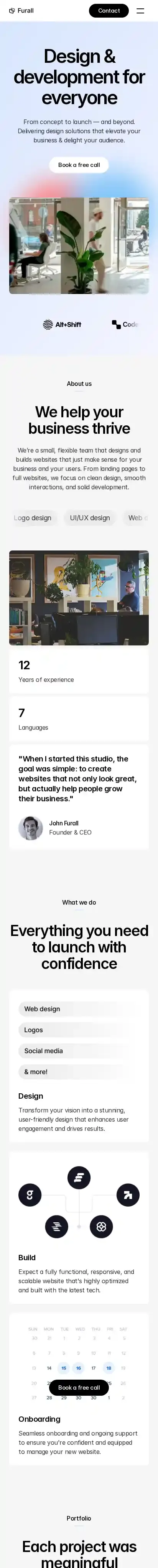 Furall home page on mobile
