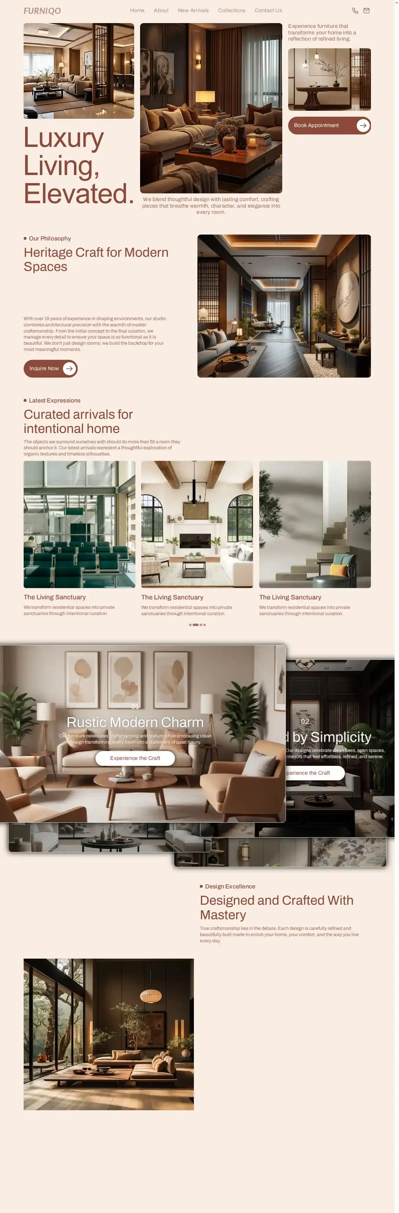 Furniqo Furniture home page on desktop