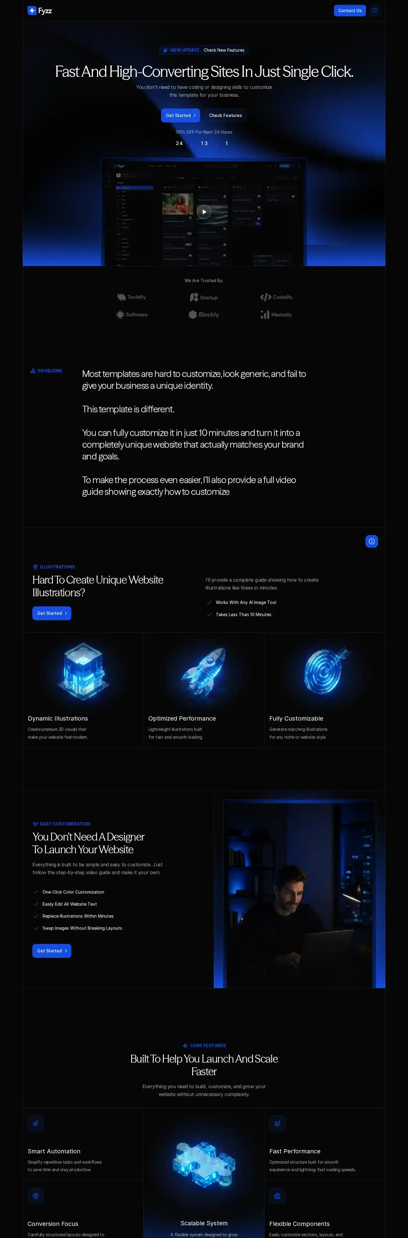 Fyzz home page on desktop