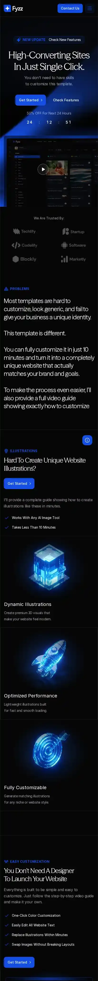 Fyzz home page on mobile