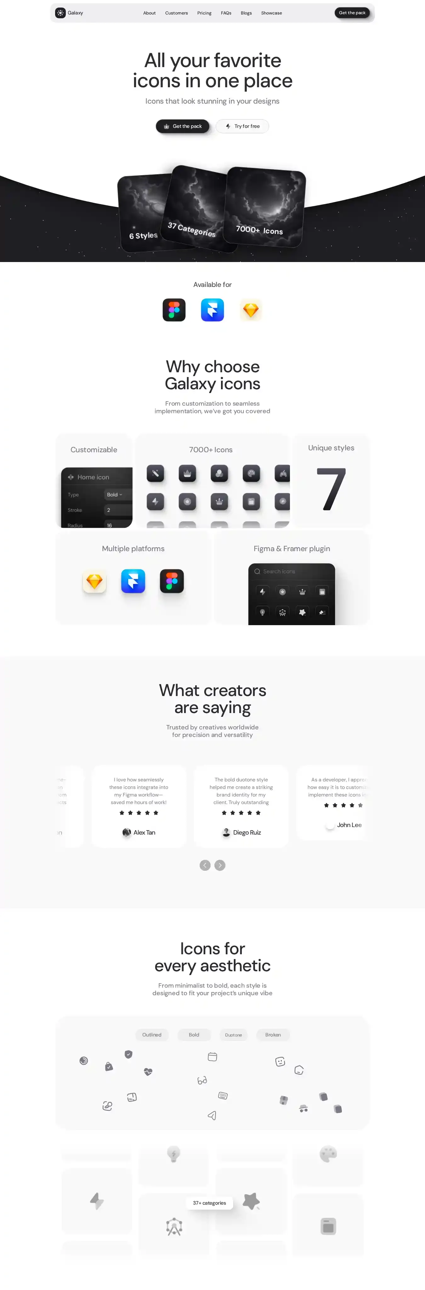 GalaxyIcons home page on desktop
