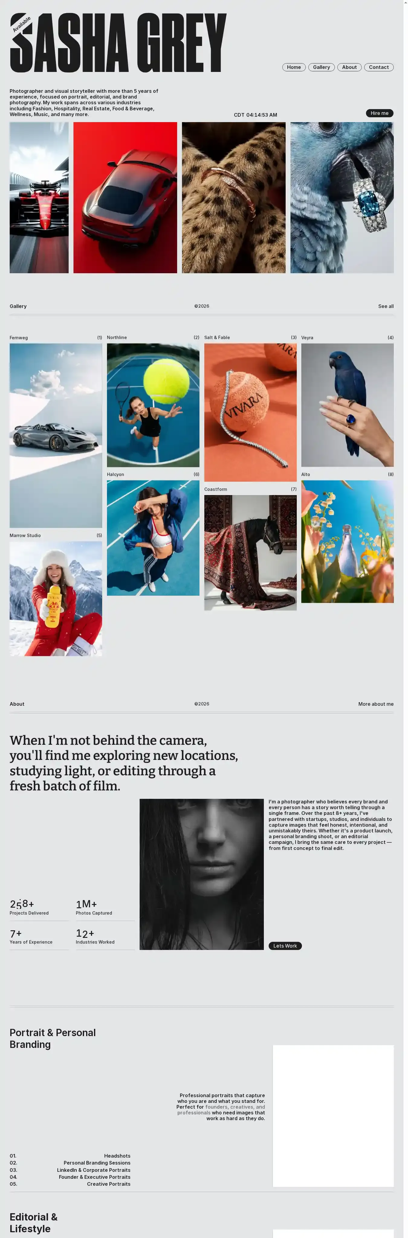 Gallary home page on desktop