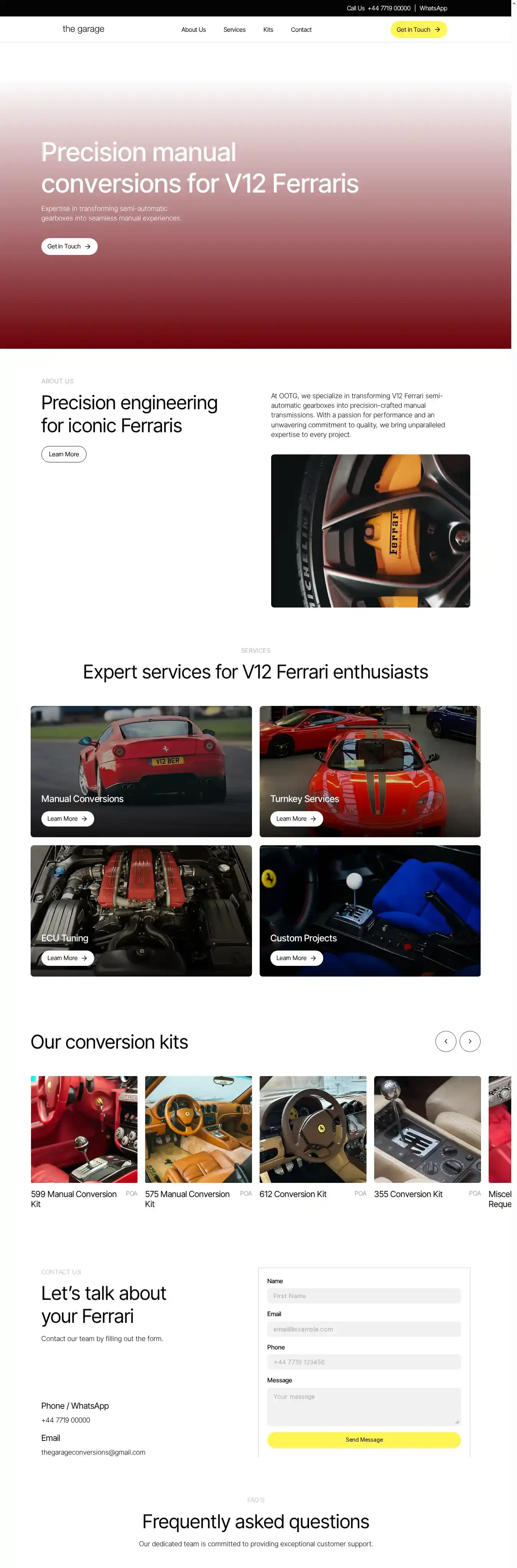 Garage home page on desktop
