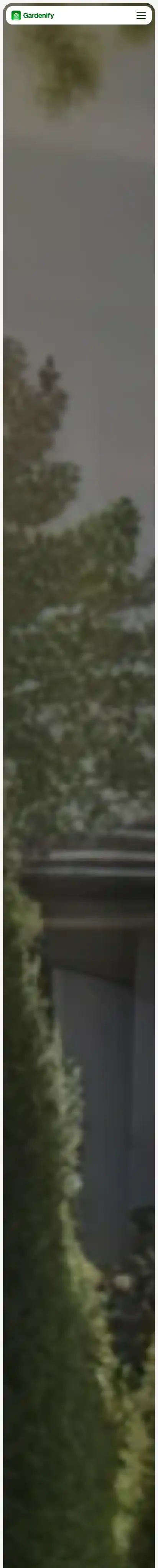 Gardenify home page on mobile