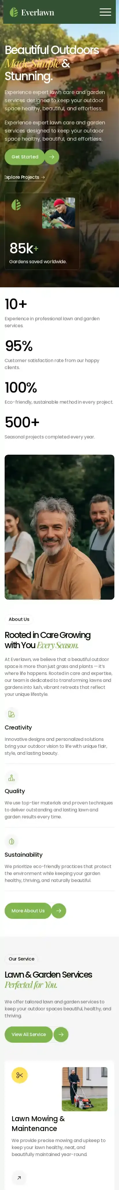 Gardening - Landscap home page on mobile
