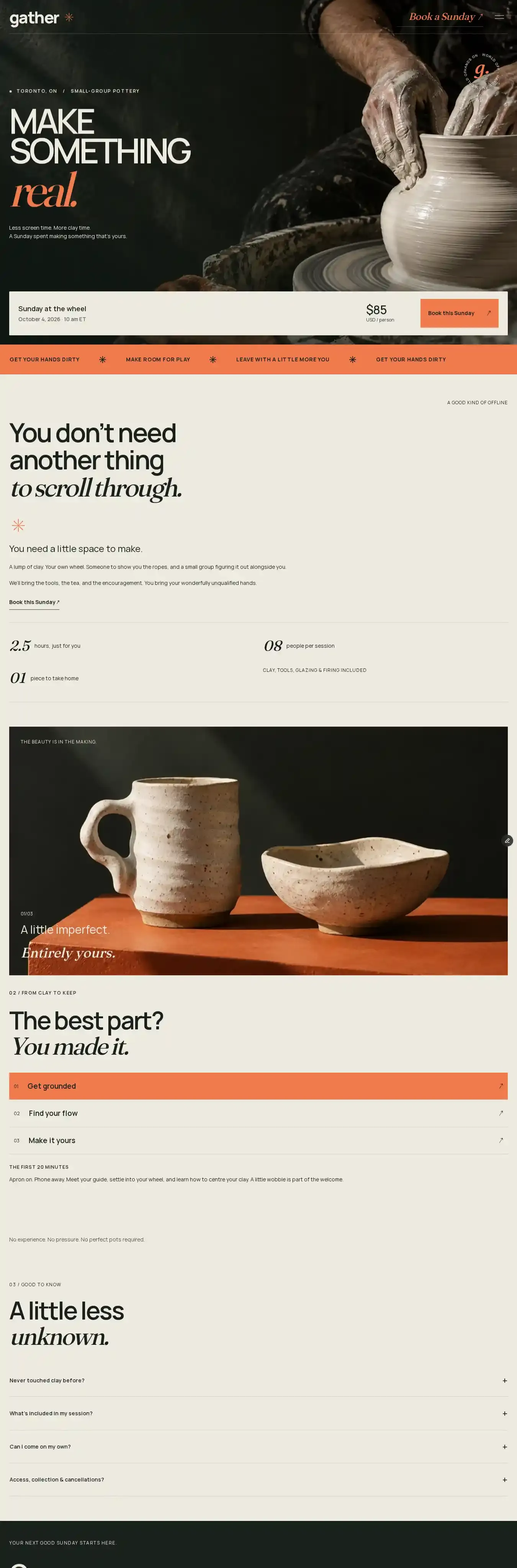 Gather Lite home page on desktop