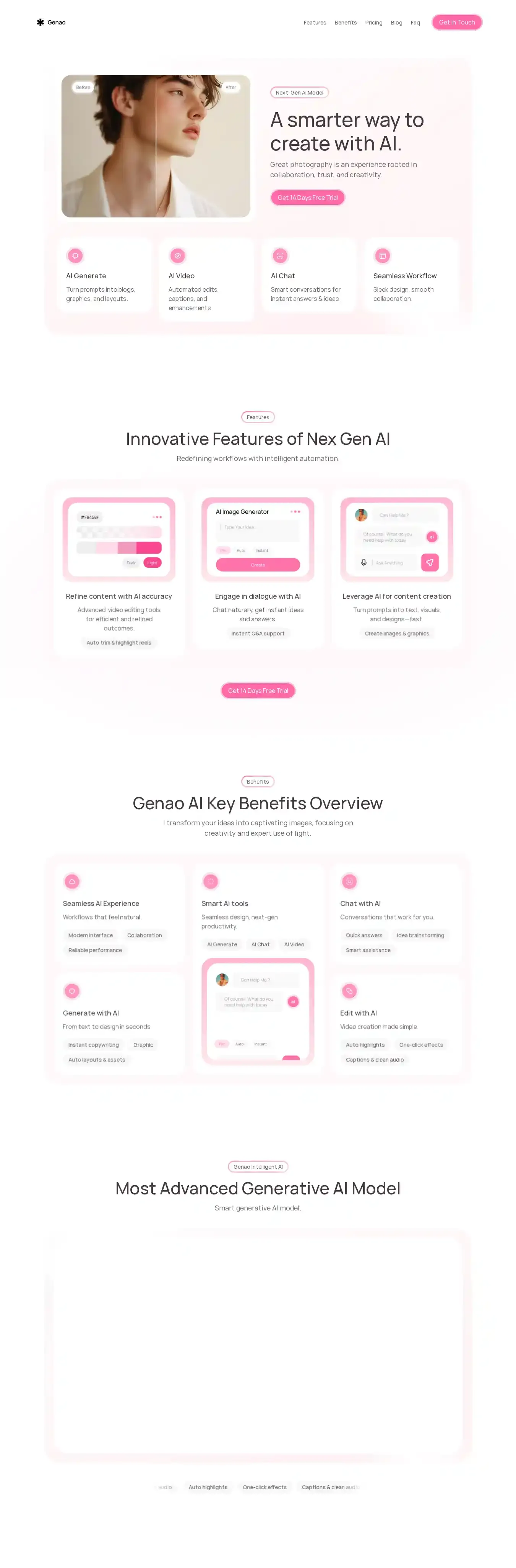 Genao home page on desktop