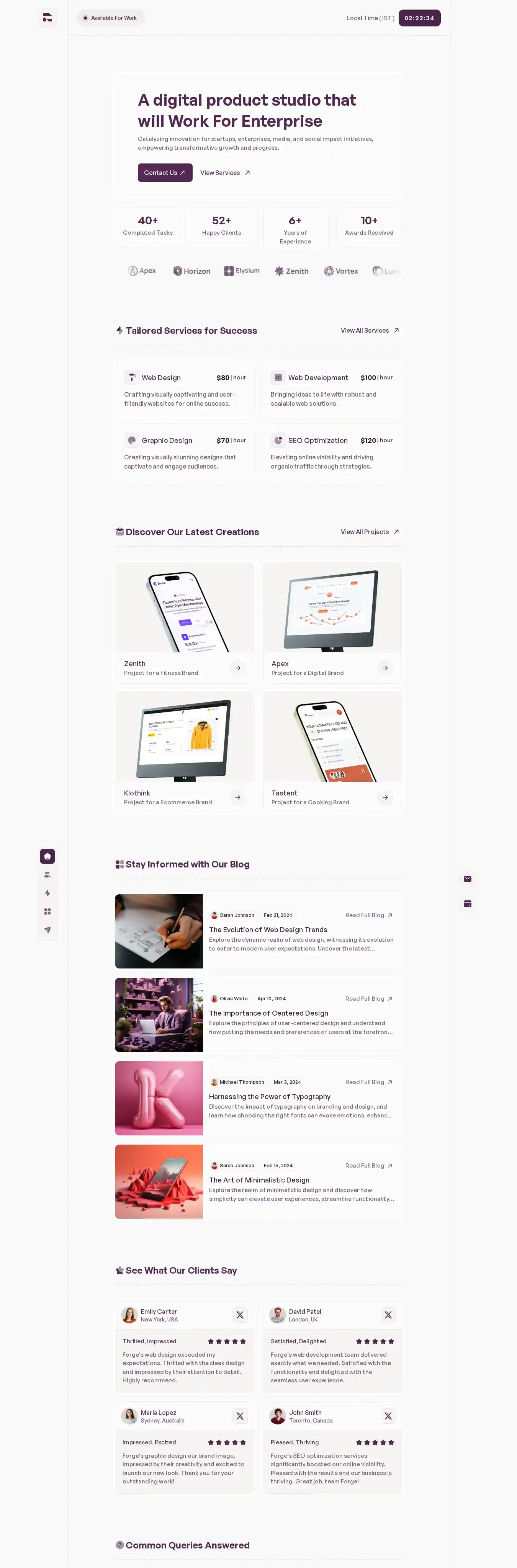 Gency home page on desktop