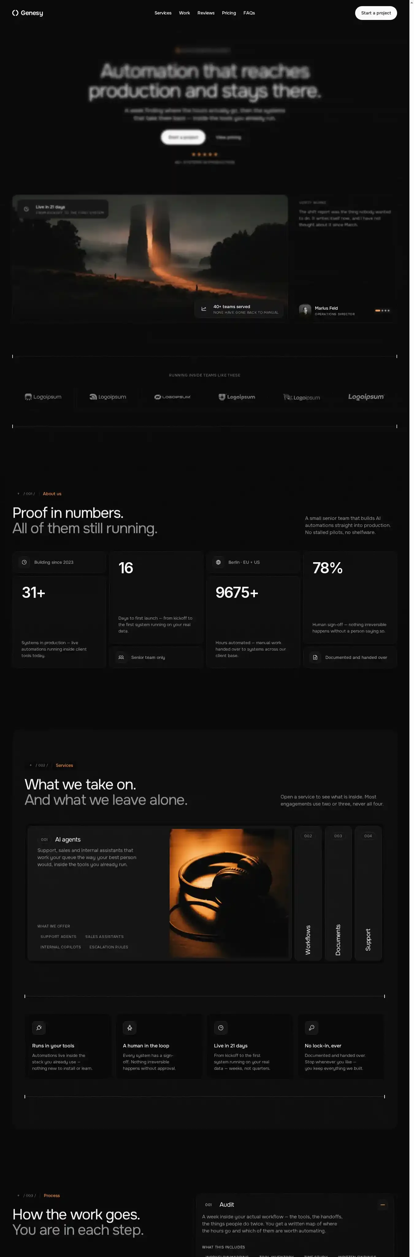 Genesy home page on desktop
