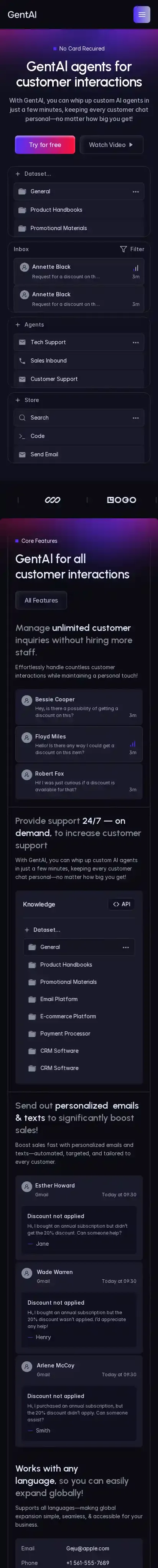 GenTAl home page on mobile