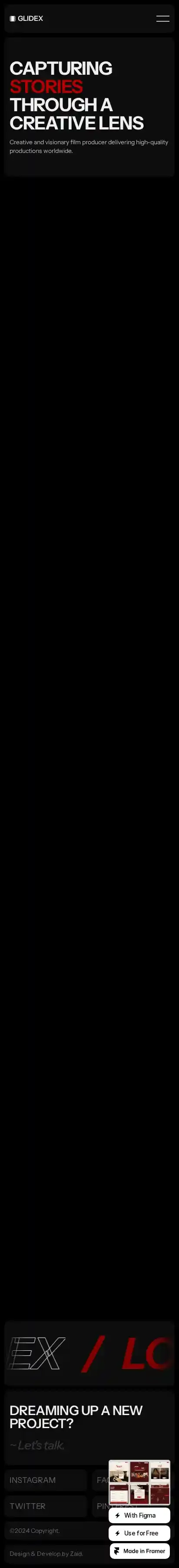 Glidex home page on mobile