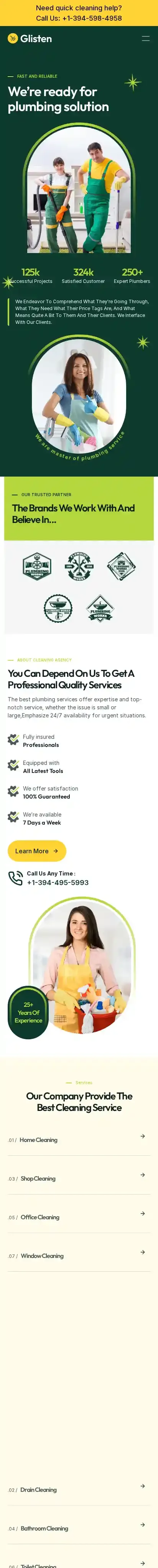 Glisten home page on mobile