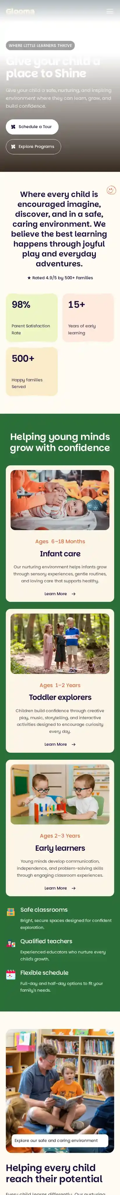 Glooma home page on mobile