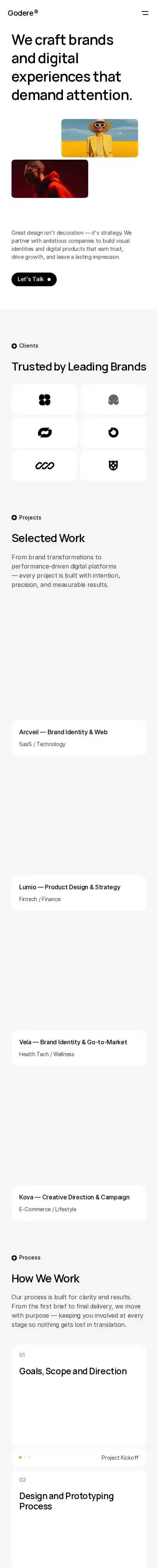 Godere® home page on mobile