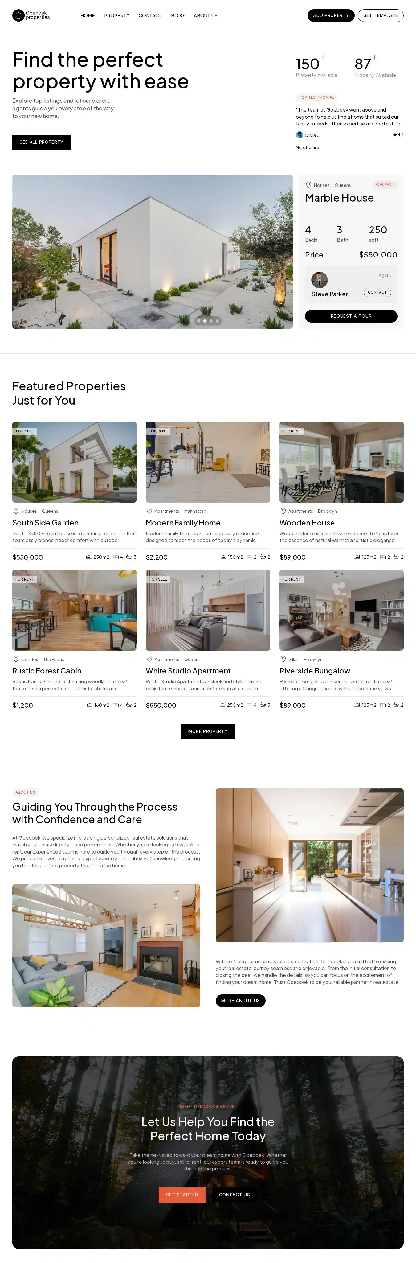 Goeboek home page on desktop