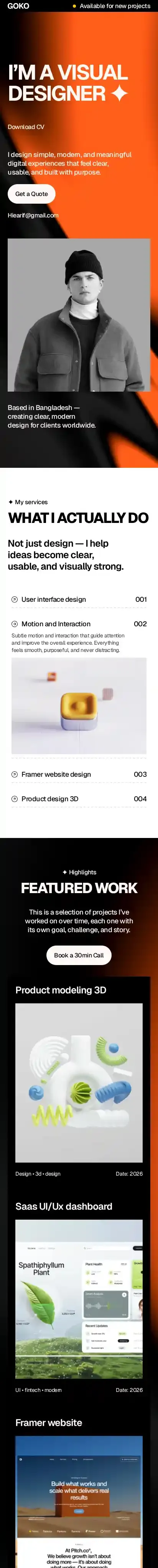 Goko home page on mobile